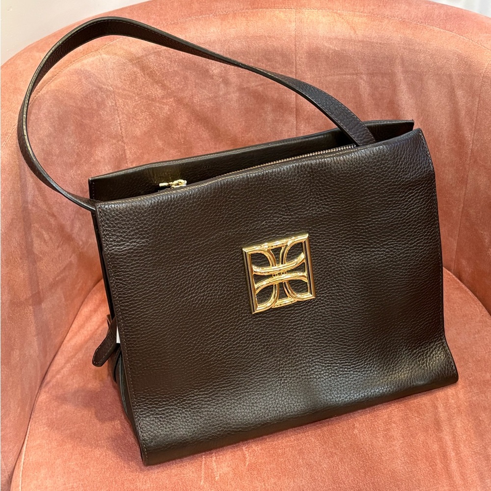 DORSA black genuine leather handbag